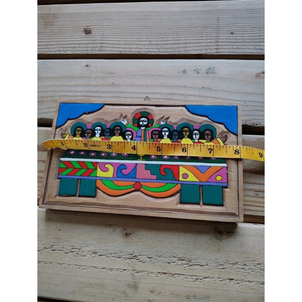 El Salvador Vintage Folk Art Jesus on Cross Hand Painted Wood Religious &Other‎ - Picture 10 of 16